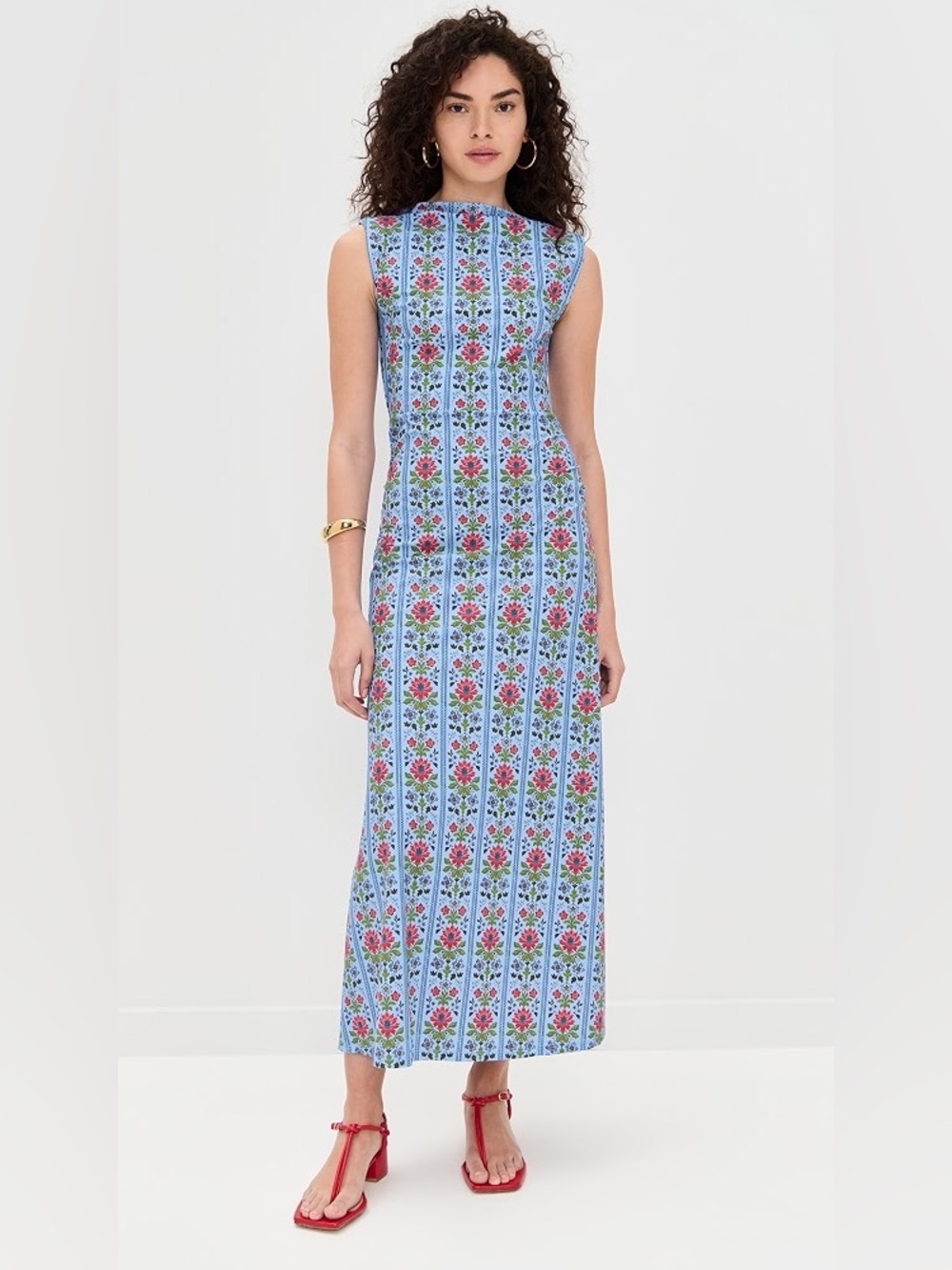 NWT Hill House Sloane Maxi Dress in Floral Block Stripe/Blue